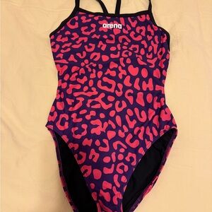 Arena Pink and Purple Leopard One Piece Swimsuit Size 32